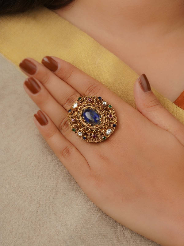Gold Plated Navratna Ring - NR-RNG5