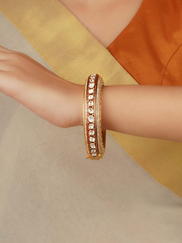 Gold Plated Faux Polki Bangle (1 Piece) - PK-BAN15