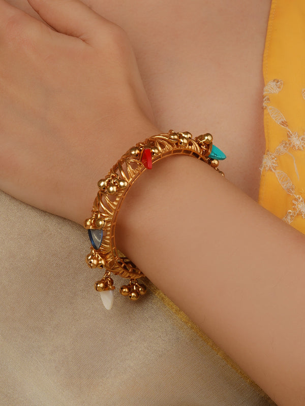 Multicolor Gold Plated Faux Polki Bangle (Single Piece) - PK-BAN23