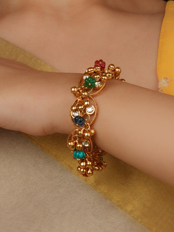 Multicolor Gold Plated Faux Polki Bangle (Single Piece) - PK-BAN24