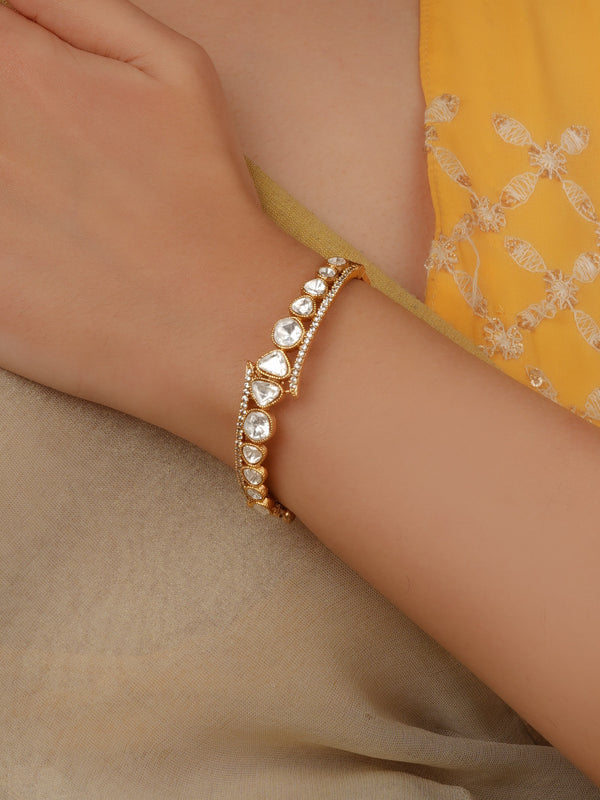 White Color Gold Plated Faux Polki Bracelet (Single Piece) - PK-BRAC23