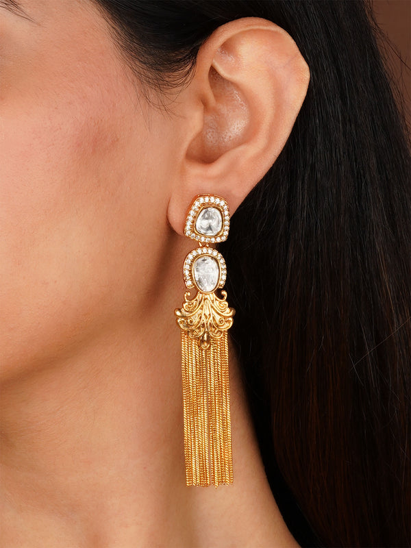 White Color Gold Plated Faux Polki Earrings - PK-E110