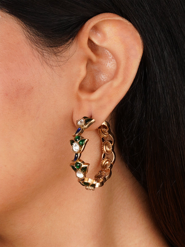 Gold Plated Faux Polki Earrings - PK-E114