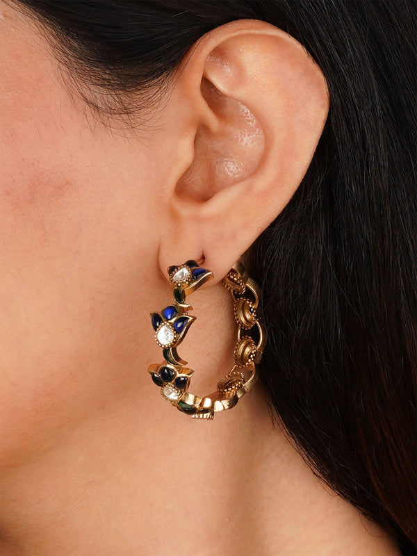 Gold Plated Faux Polki Earrings - PK-E114