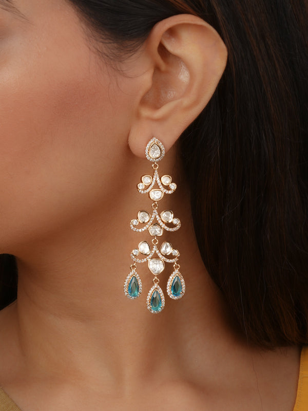 Firoza Color Gold Plated Faux Polki Earrings - PK-E143SB