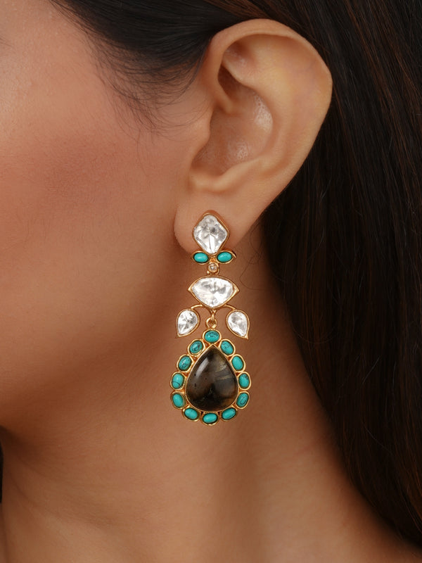 Mulitcolor Gold Plated Faux Polki Earrings - PK-E145B