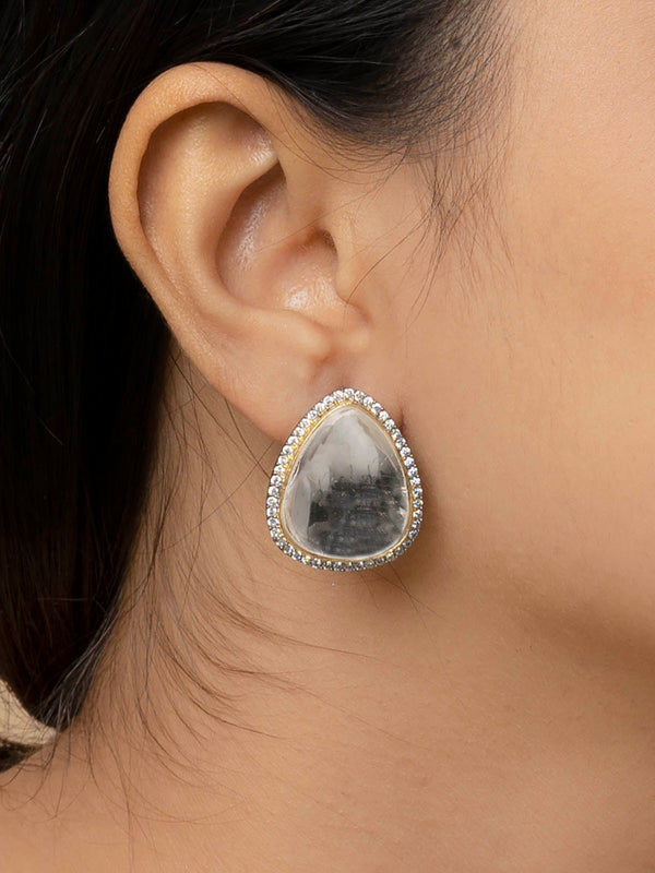 PK-E31SL - White Color Faux Diamond Earrings