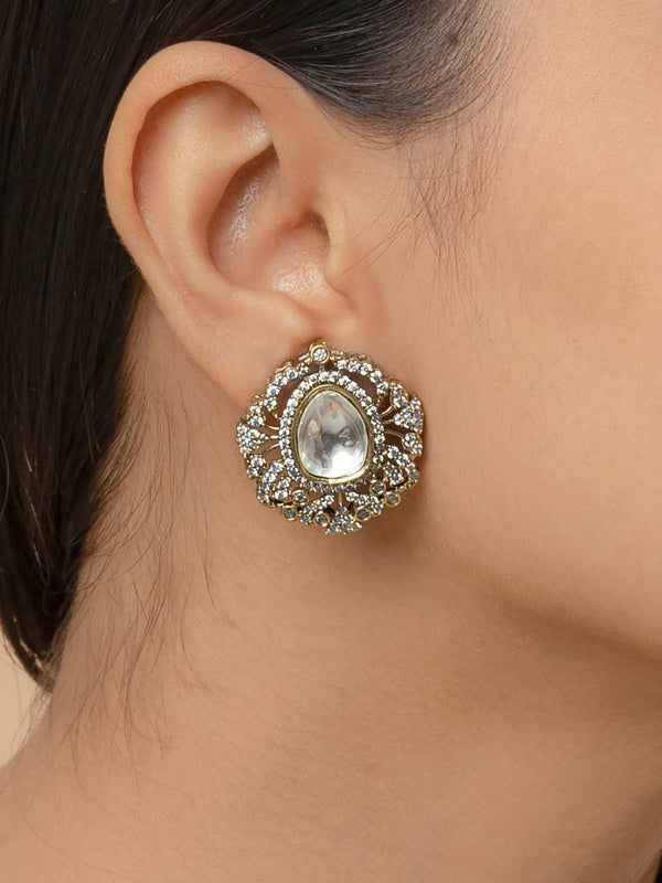 PK-E40 - White Color Faux Diamond Earrings