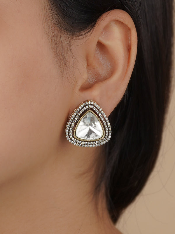 PK-E46 - White Color Faux Diamond Earrings
