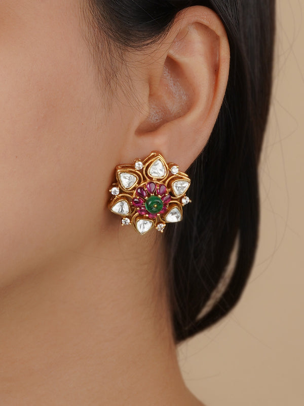PK-E54A - Multicolor Faux Diamond Earrings
