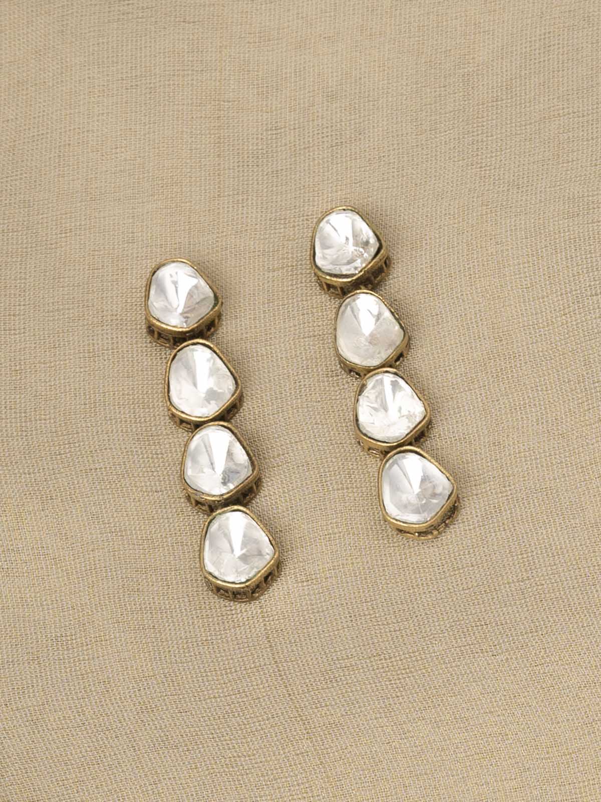 PK-S115 - White Color Faux Diamond Short Necklace Set