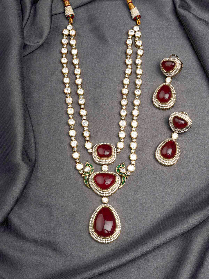 PK-S129P - Multicolor Faux Diamond Medium Necklace Set