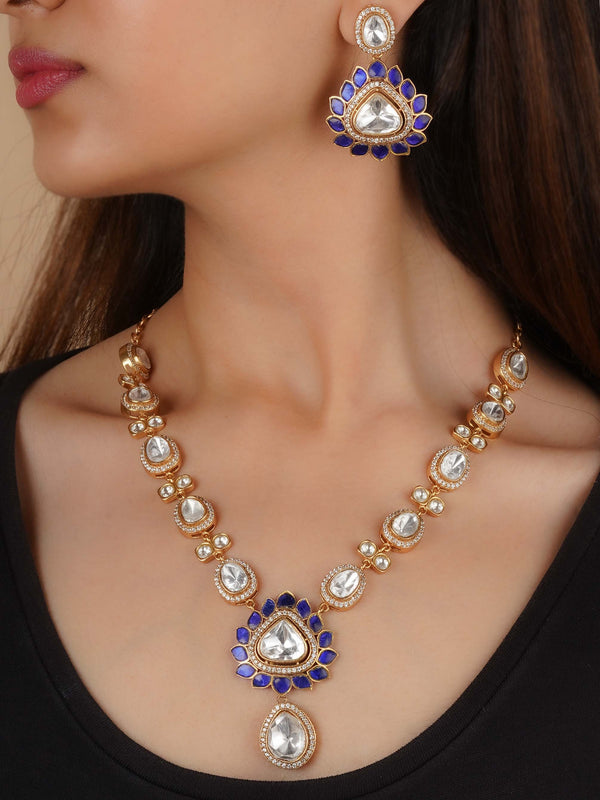 PK-S203 - Gold Plated Faux Polki Necklace Set