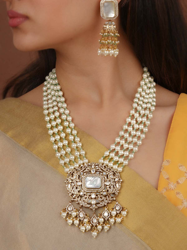 Gold Plated Faux Polki Necklace Set - PK-S368