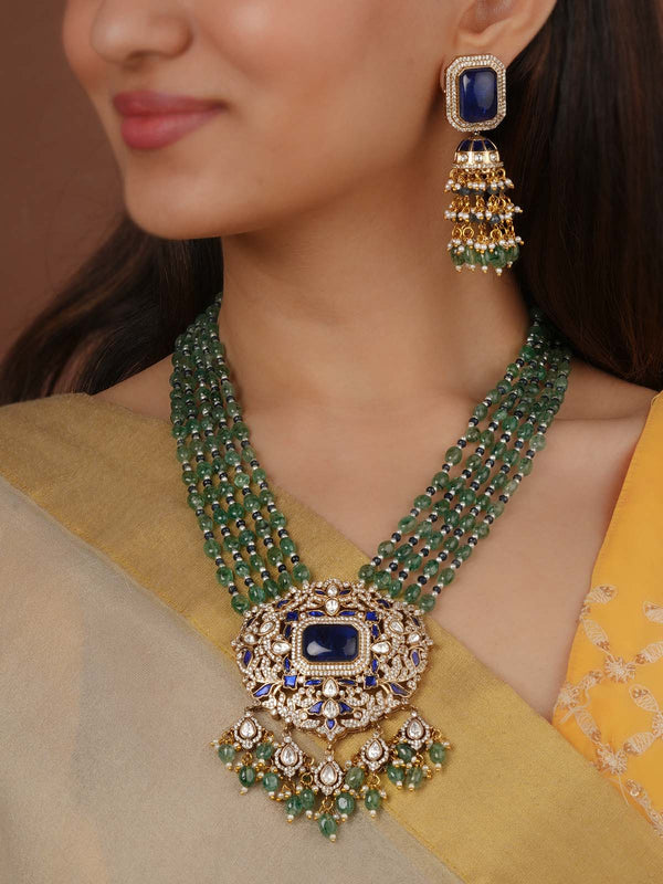 Gold Plated Faux Polki Necklace Set - PK-S368