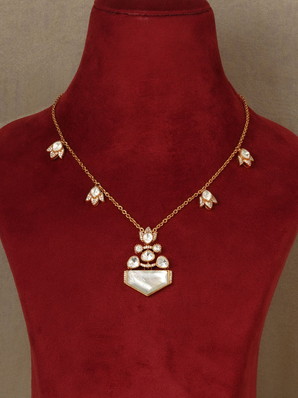 Gold Plated Faux Polki Necklace Set - PK-S378