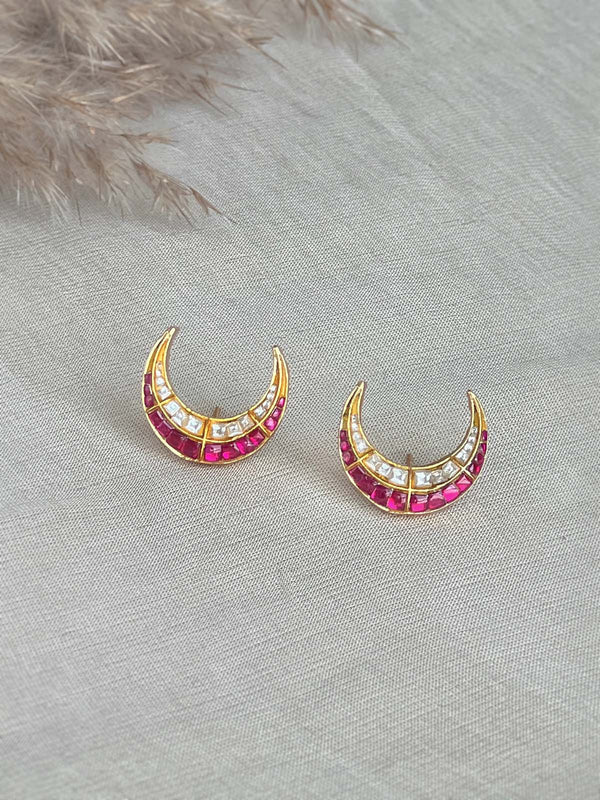 TJ-E39WP - Pink Color Gold Plated Thappa Jadau Kundan Earrings