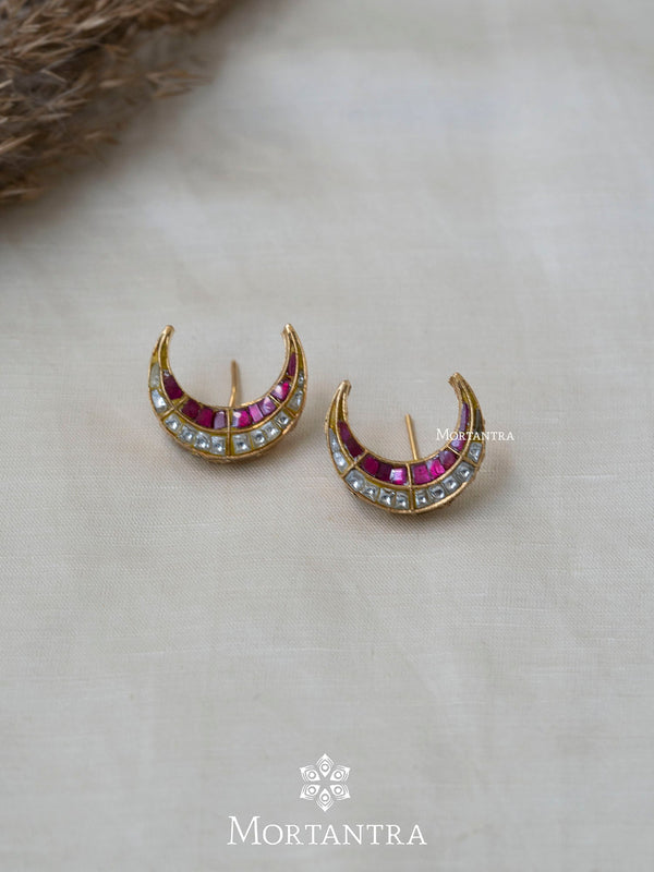 Pink Color Gold Plated Thappa Jadau Kundan Earrings - TJ-E39WP