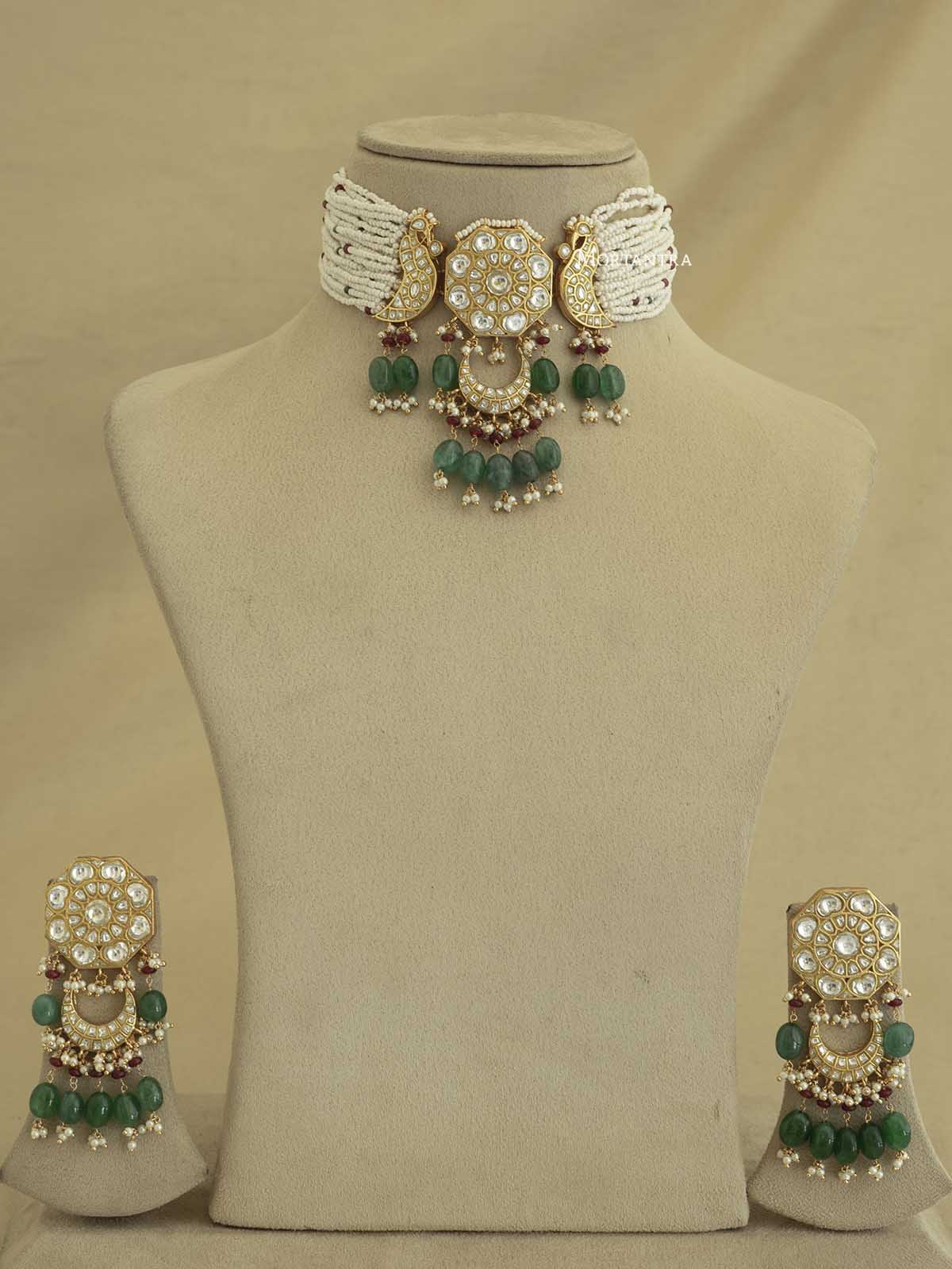 TJ-S102 - Thappa Jadau Kundan Necklace Set