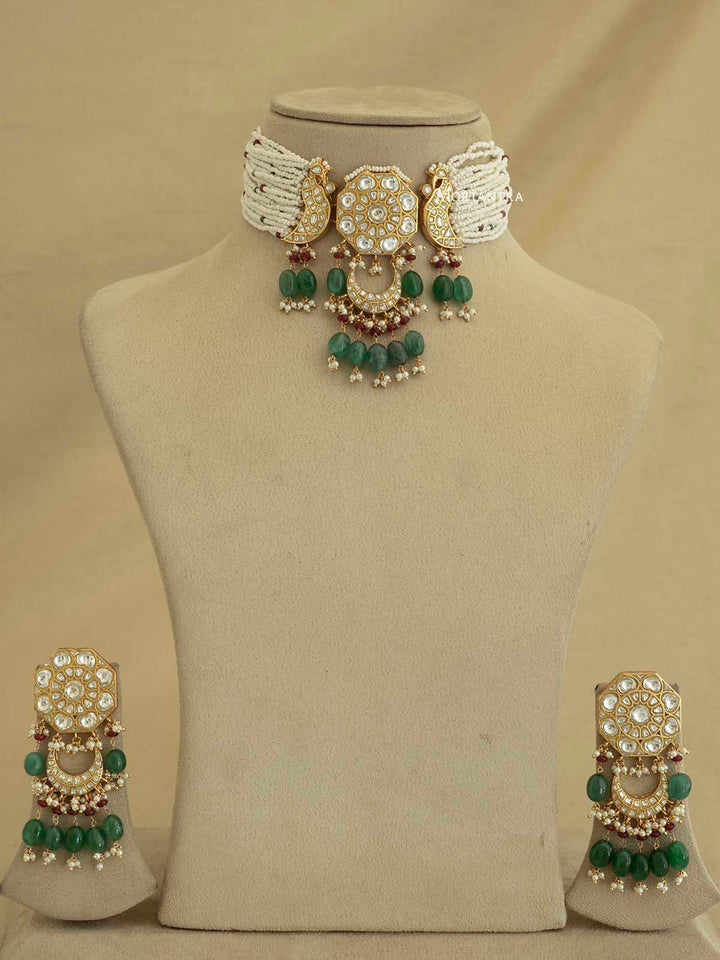 TJ-S102 - Thappa Jadau Kundan Necklace Set