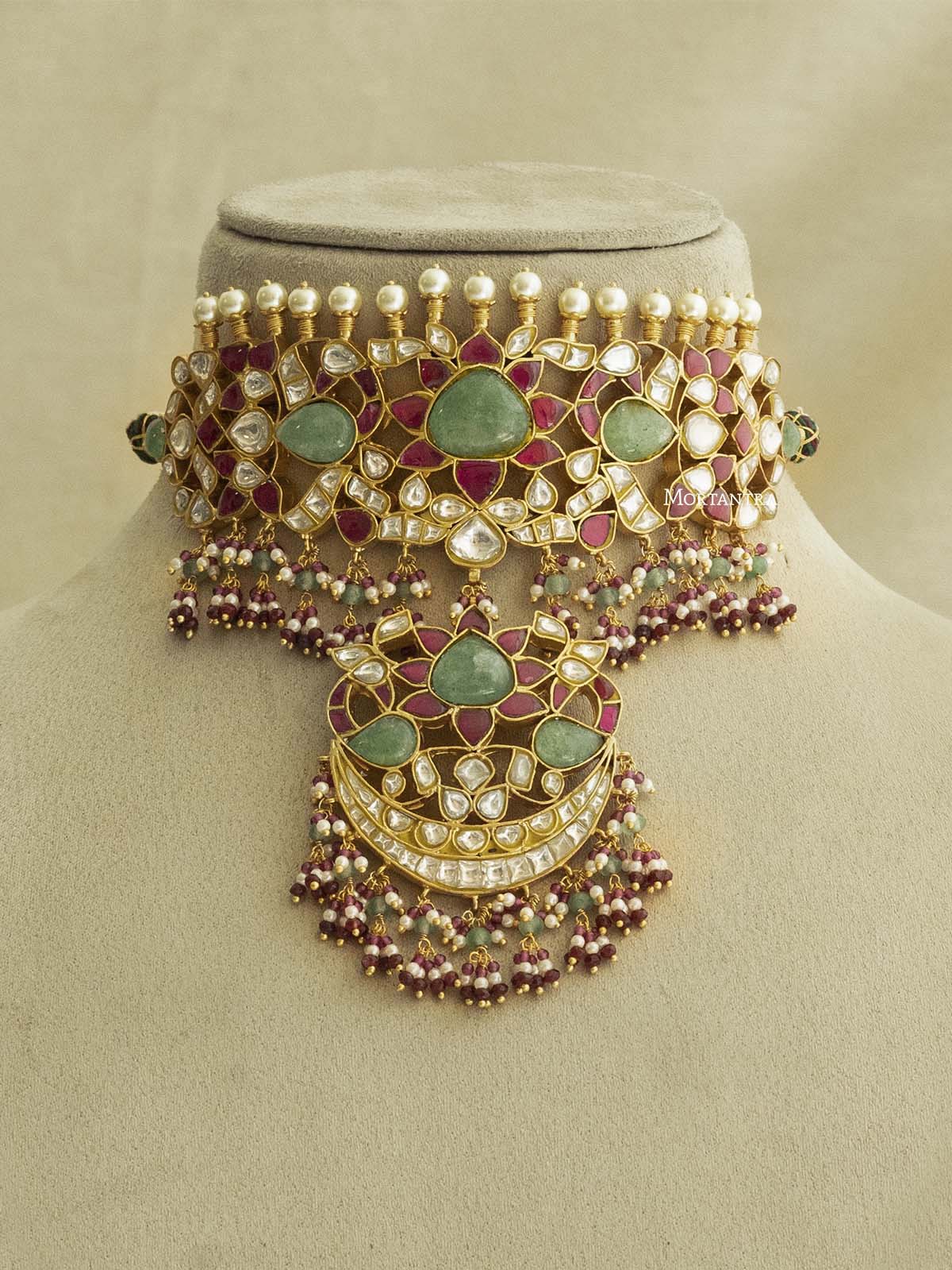 TJ-S103M - Thappa Jadau Kundan Necklace Set
