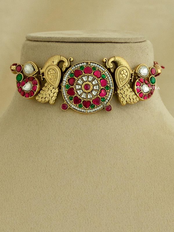 TJ-S106M - Thappa Jadau Kundan Necklace Set