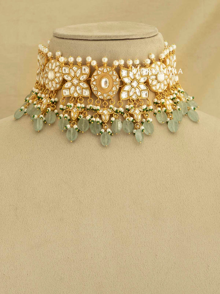 TJ-S107 - Thappa Jadau Kundan Necklace Set