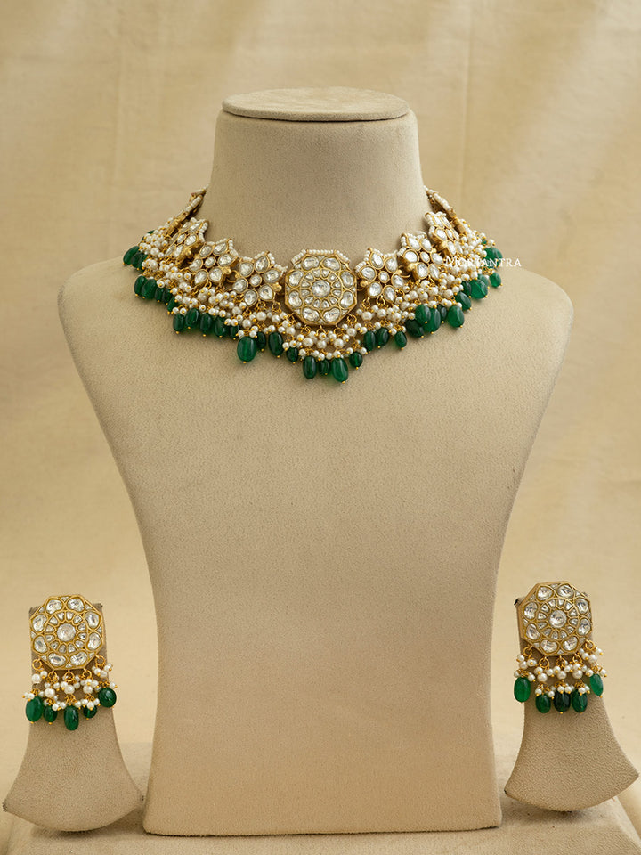 TJ-S108 - Thappa Jadau Kundan Necklace Set