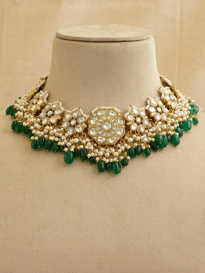 TJ-S108 - Thappa Jadau Kundan Necklace Set