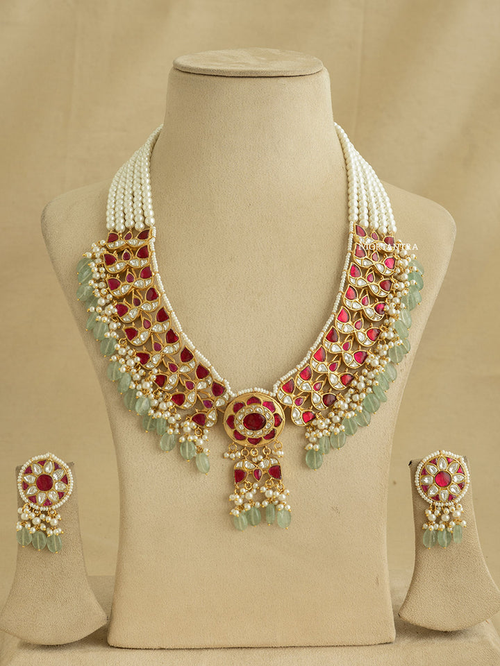TJ-S109WP - Thappa Jadau Kundan Necklace Set