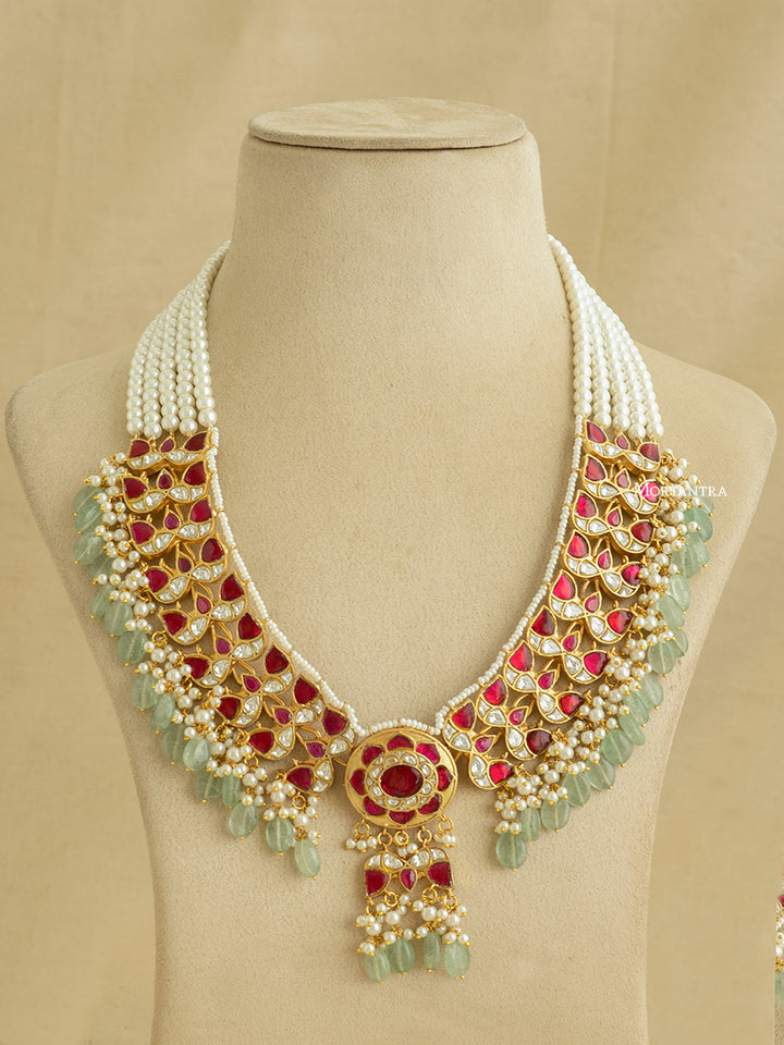 TJ-S109WP - Thappa Jadau Kundan Necklace Set