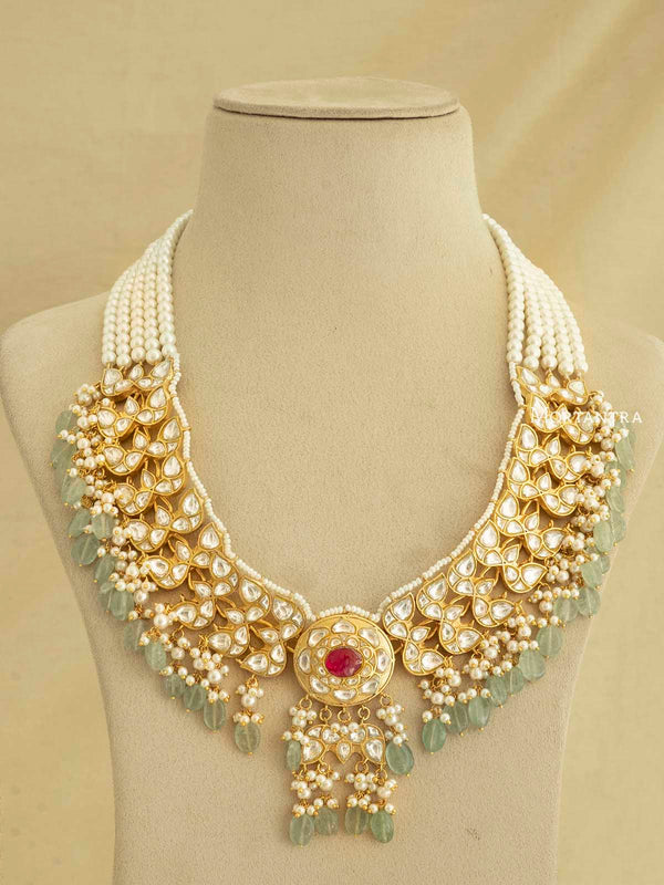 TJ-S109 - Thappa Jadau Kundan Necklace Set