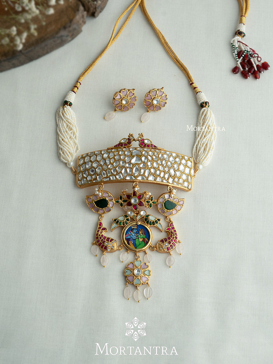 TJ-S110M - Thappa Jadau Kundan Necklace Set