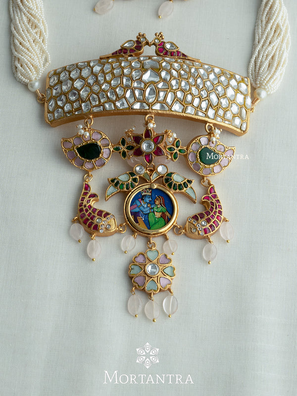 TJ-S110M - Thappa Jadau Kundan Necklace Set