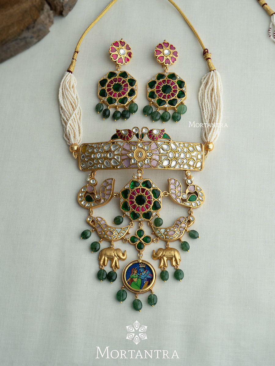 TJ-S112M - Thappa Jadau Kundan Necklace Set
