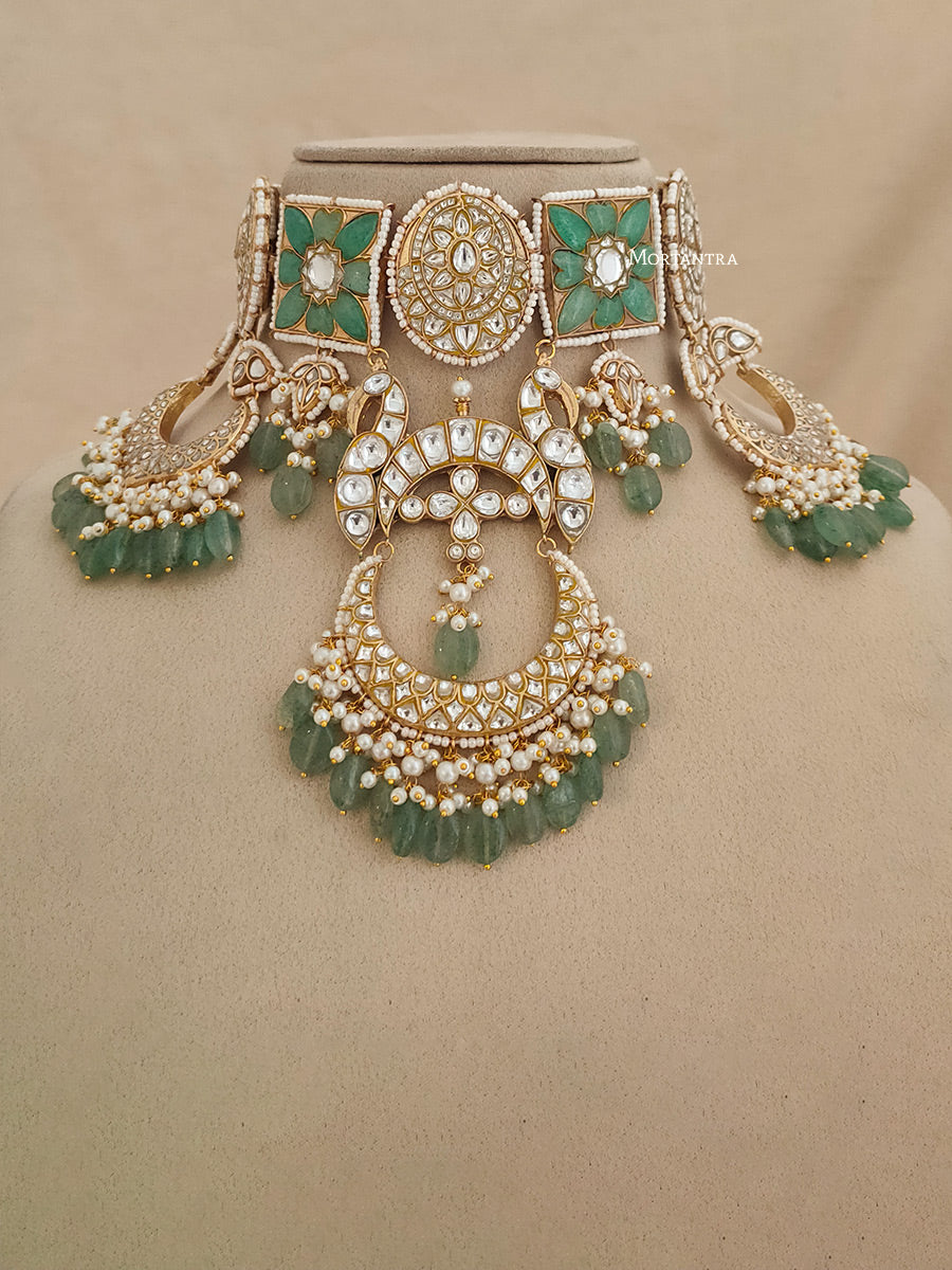 TJ-S114 - Thappa Jadau Kundan Necklace Set