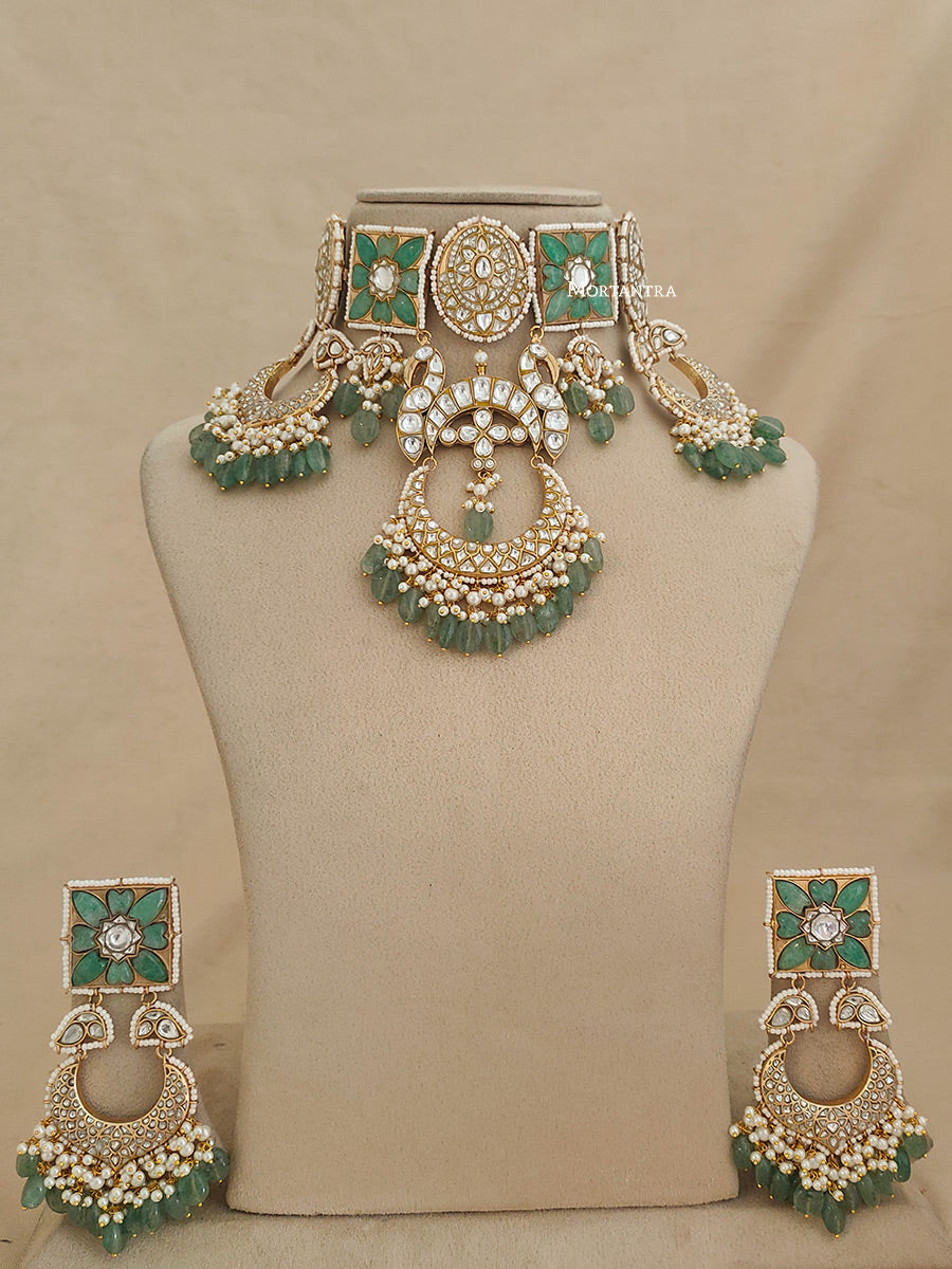 TJ-S114 - Thappa Jadau Kundan Necklace Set