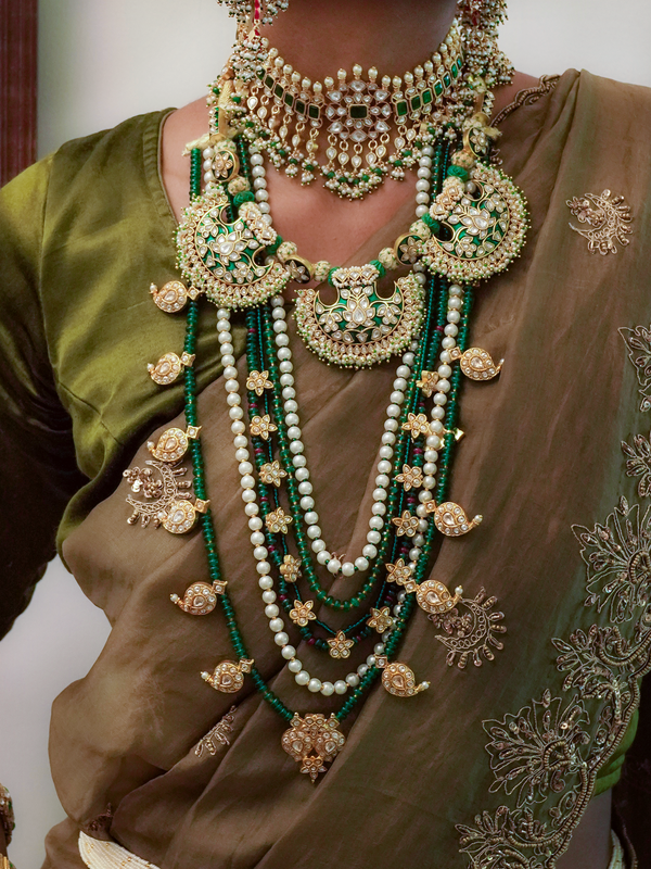 Gold Plated Thappa Jadau Kundan Necklace Set - TJ-S143