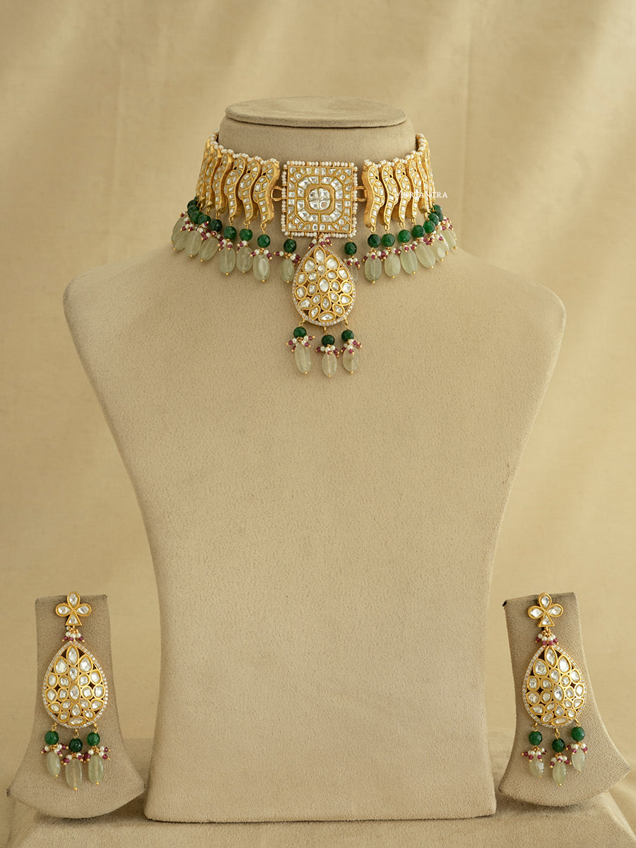 TJ-S74 - Thappa Jadau Kundan Necklace Set