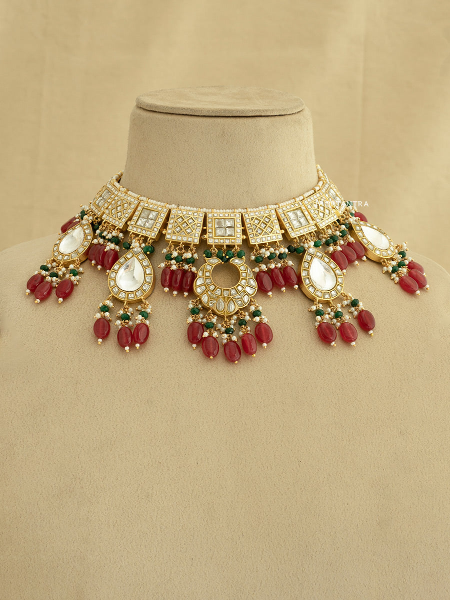 TJ-S88 - Thappa Jadau Kundan Necklace Set