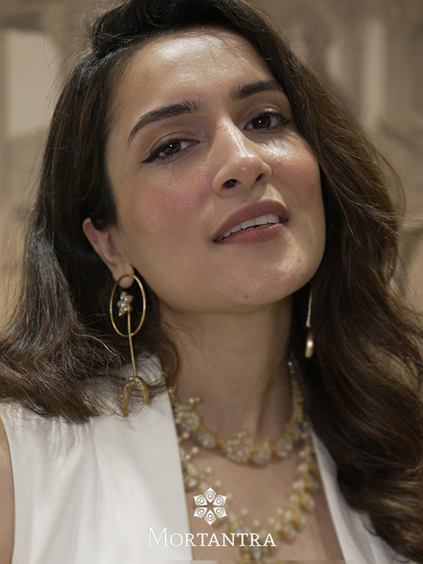 TK-EAR73 - White Color Gold Plated Jadau Kundan Earrings