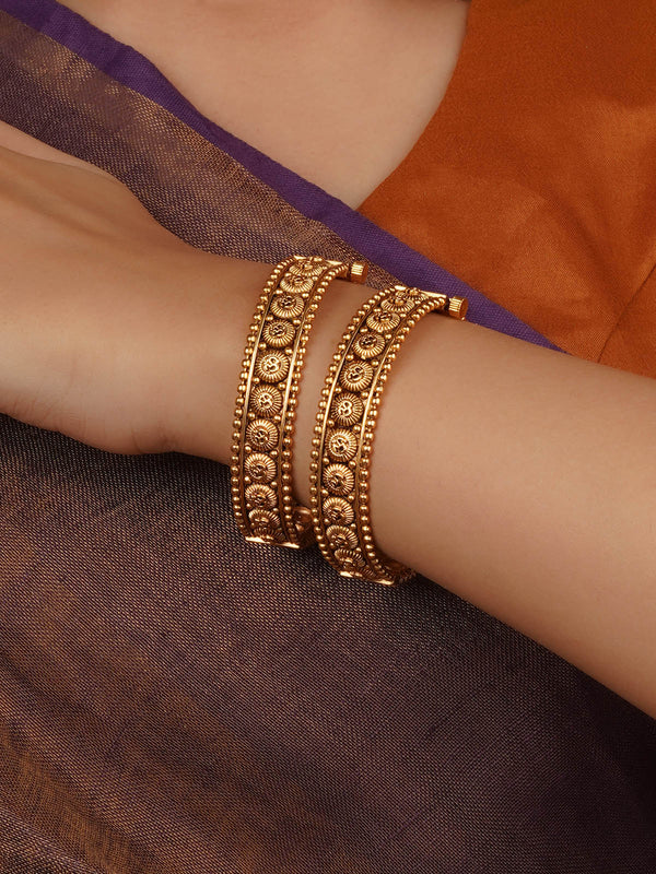 Gold Plated Temple Bangles - TMPBAN103