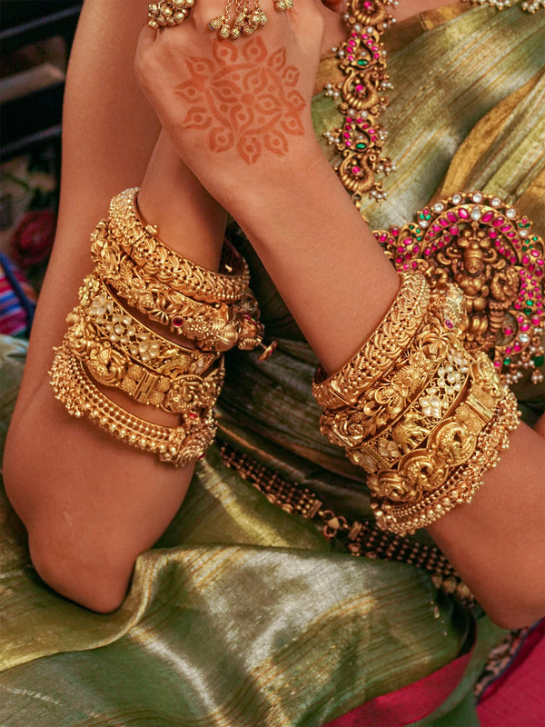 Gold Plated Temple Bangles - TMPBAN105