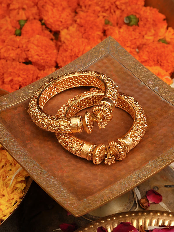 Gold Plated Temple Bangles - TMPBAN108