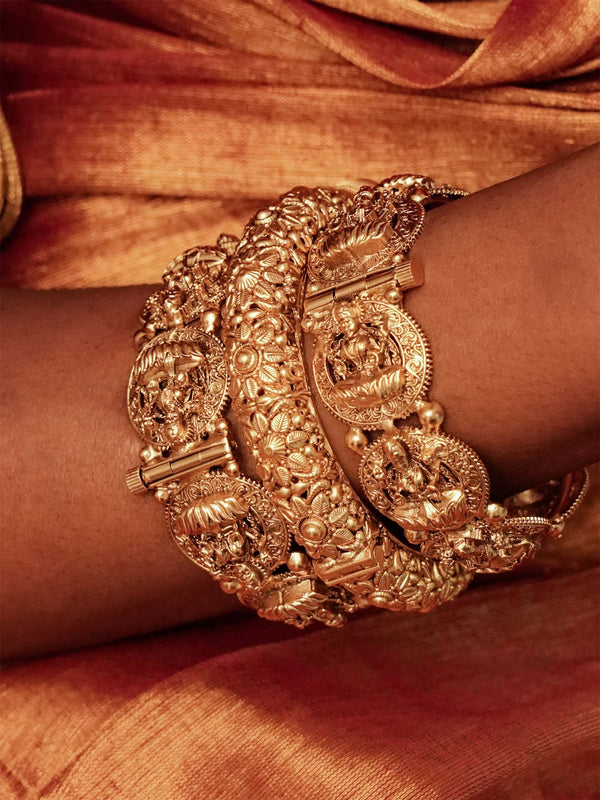 Gold Plated Temple Bangles - TMPBAN113