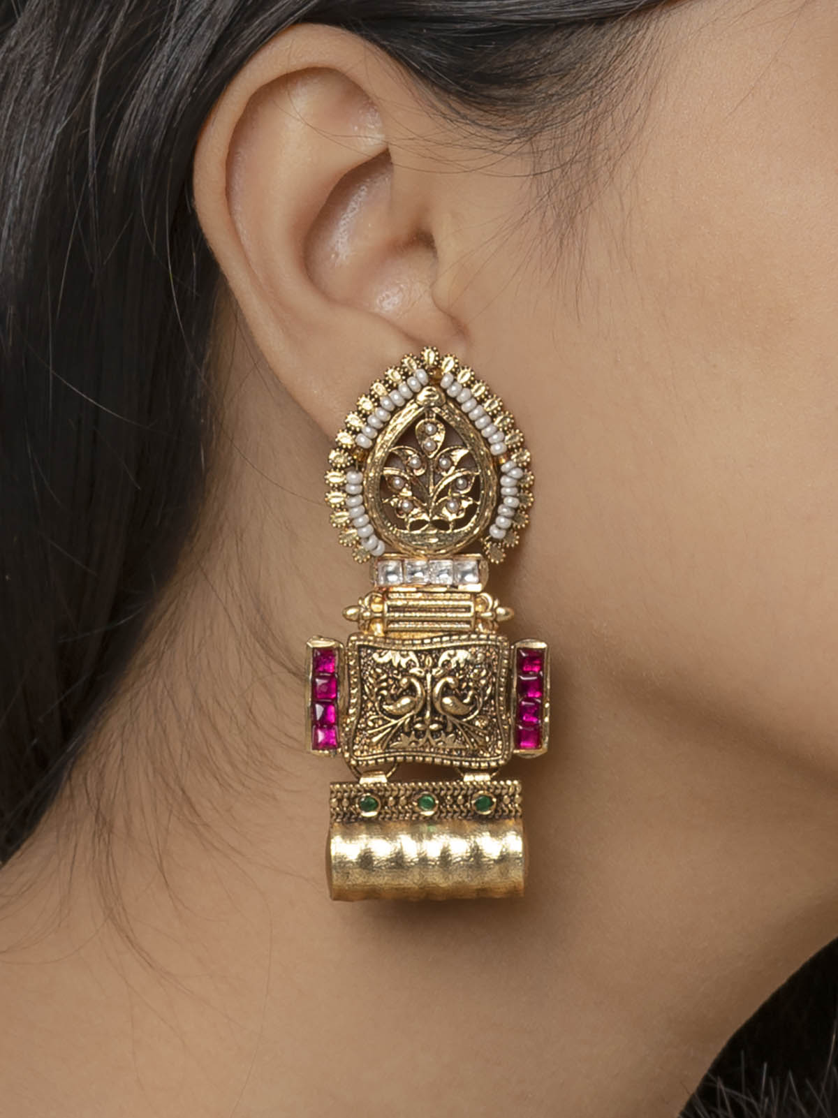 Light Weight Gold Plated Beautiful Temple Jhumka Earrings Online Shopping  J24795