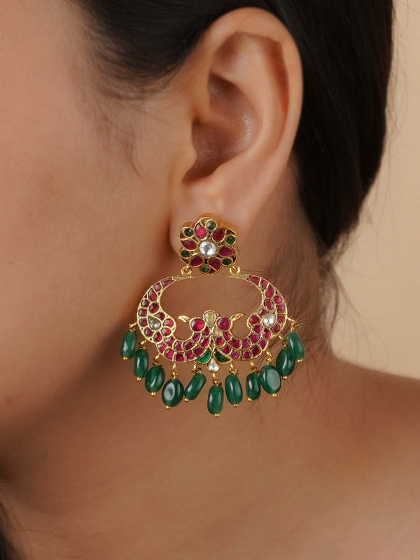 TMPEAR64M - Multicolor Gold Plated Temple Earrings
