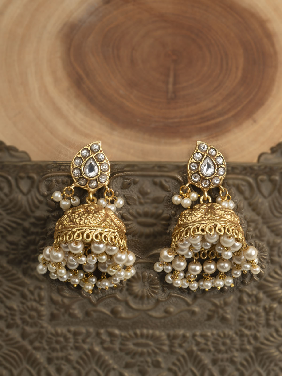 TMPEAR76 - Gold Plated Temple Earrings
