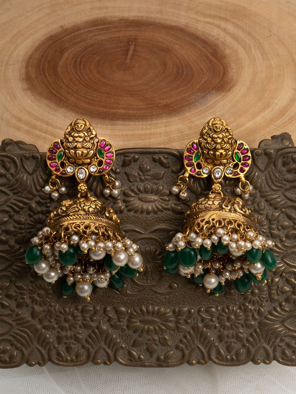 TMPEAR78M - Multicolor Gold Plated Temple Earrings