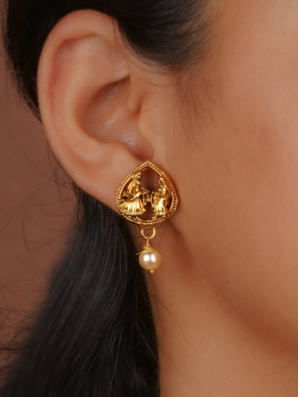 Gold Plated Temple Earrings - TMPEAR90
